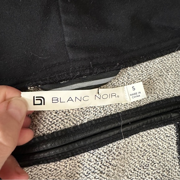 Blanc Noir Black Leather Moto Jacket - Athleisure Streetwear Chic - Size Small - Picture 9 of 15